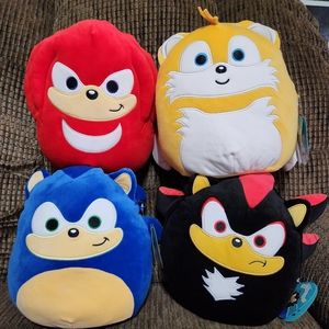 Squishmallows SEGA Sonic Knuckles Tails Shadow 4 Squishmallow Kellytoy New